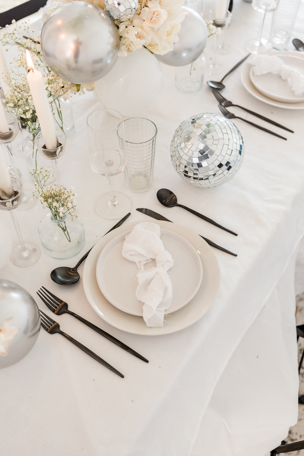 White Retro Wedding Table Setting